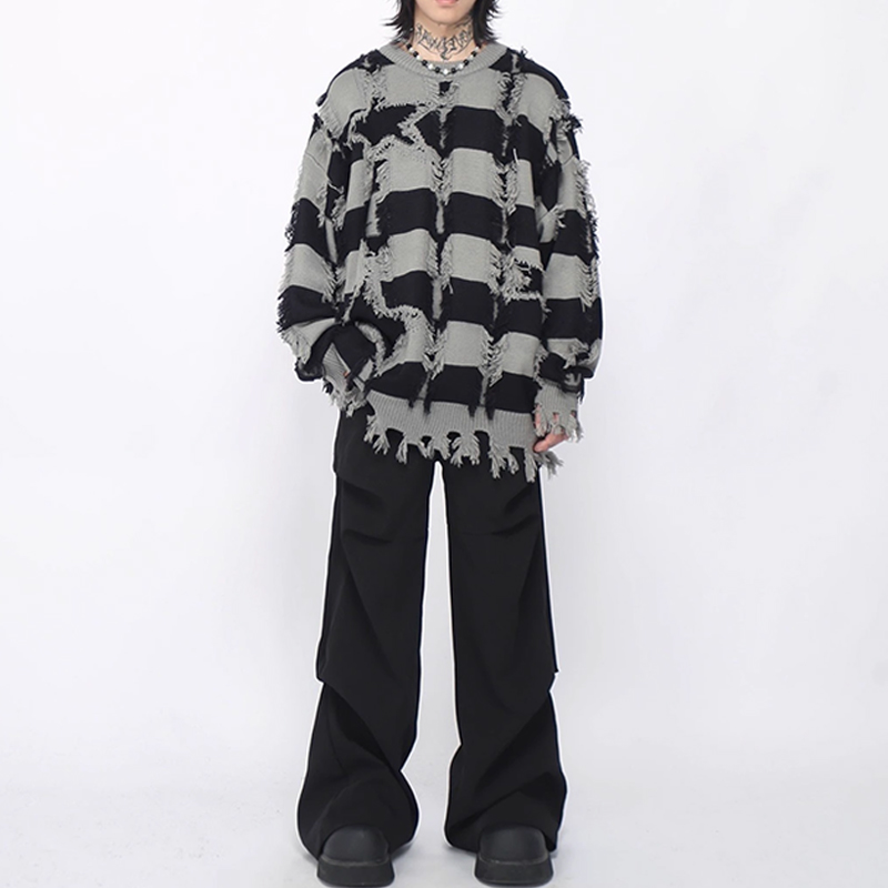 vintage patchwork knit sweater custom made by hongfeng blends colors and textures for uniqueness.